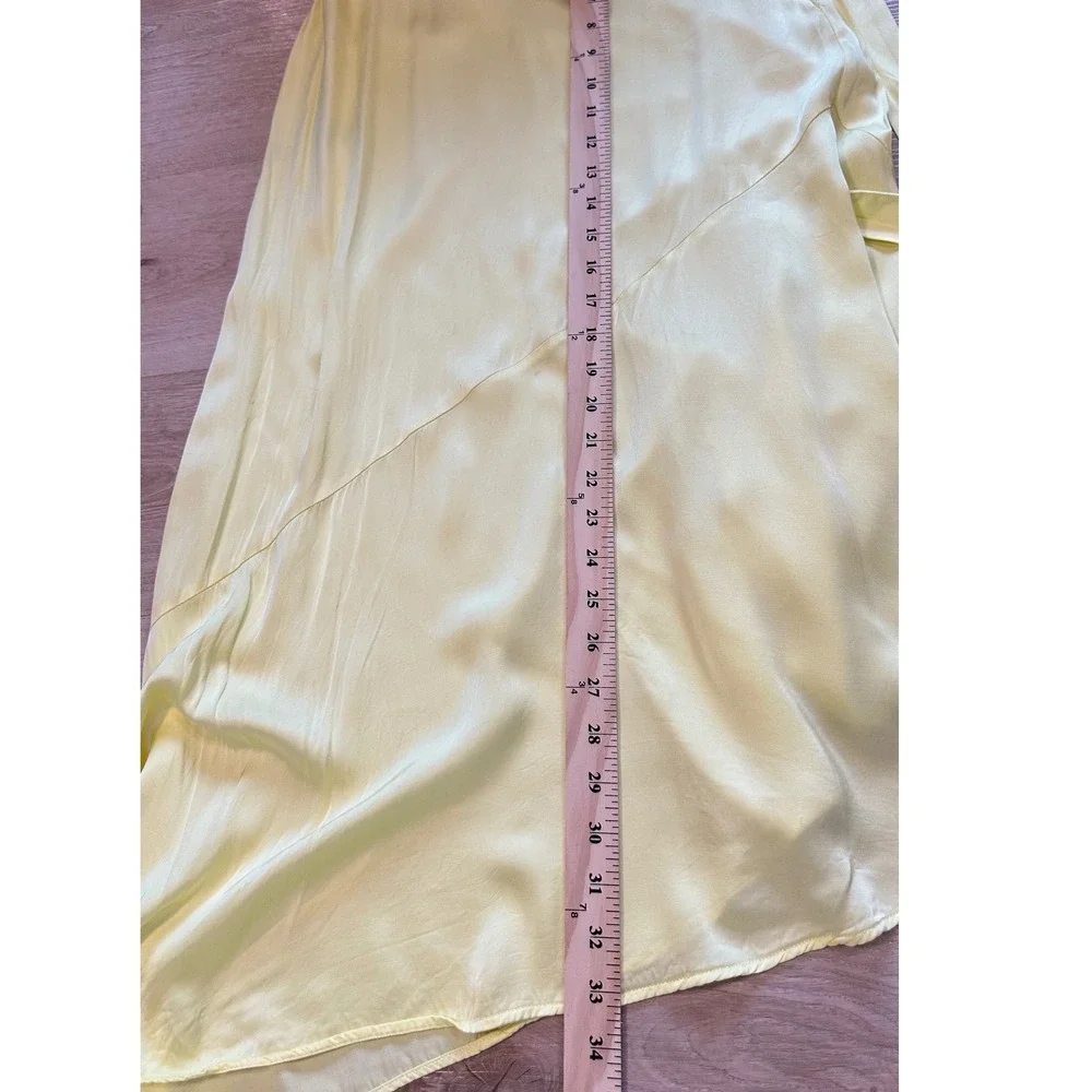 & Other Stories Butter Yellow Satin Wrap Maxi Skirt Asymmetric US 4